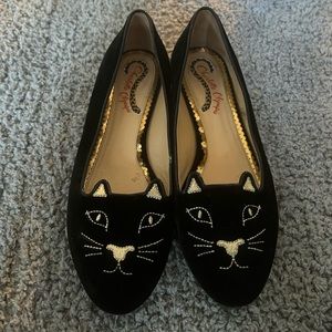 Charlotte Olympia classic flats Black w/ gold hardware. Size 38 (more like 7.5)